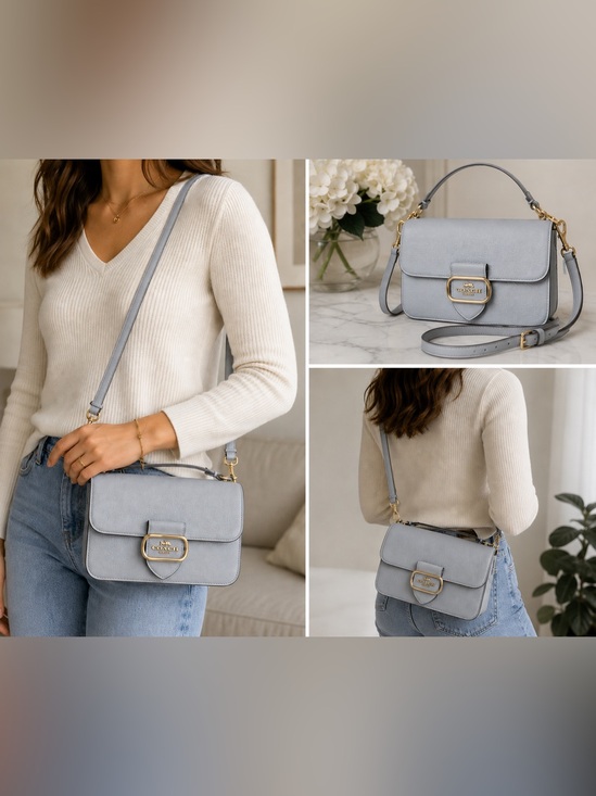 Coach Handbags - COACH Morgan Shoulder Bag CF315 – Granite Pebbled Leat